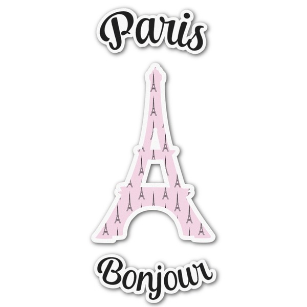 Custom Paris Bonjour and Eiffel Tower Graphic Decal - Small (Personalized)