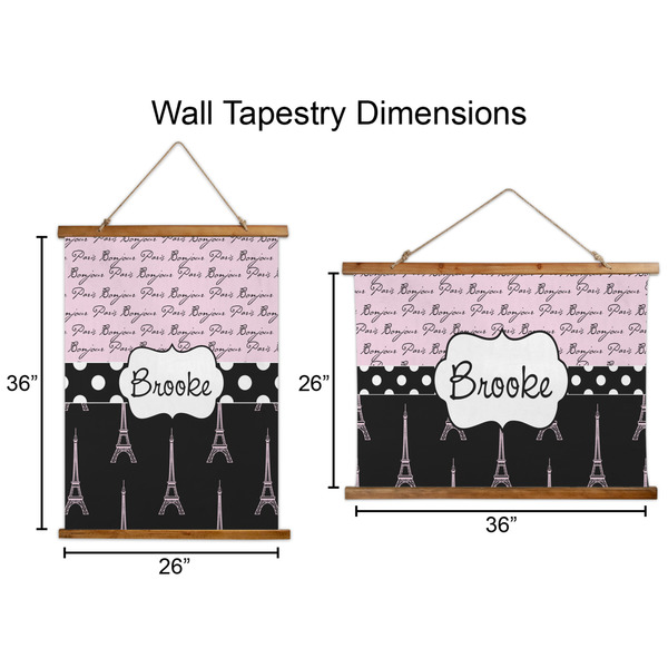 Paris Bonjour and Eiffel Tower Wall Hanging Tapestries - Parent/Sizing