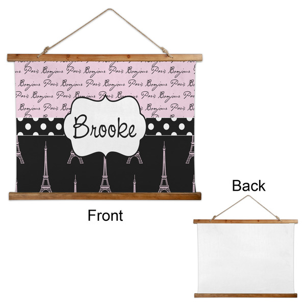 Paris Bonjour and Eiffel Tower Wall Hanging Tapestry - Landscape - APPROVAL