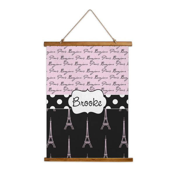 Custom Paris Bonjour and Eiffel Tower Wall Hanging Tapestry (Personalized)