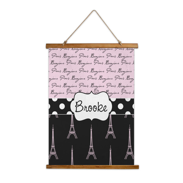 Custom Paris Bonjour and Eiffel Tower Wall Hanging Tapestry (Personalized)