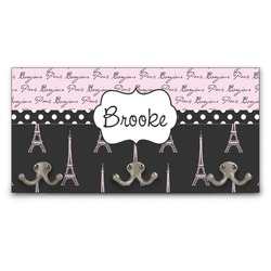 Paris Bonjour and Eiffel Tower Wall Mounted Coat Rack (Personalized)