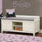 Paris Bonjour and Eiffel Tower Wall Name Decal Above Storage bench