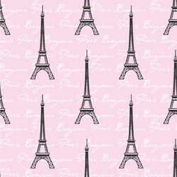 Paris Bonjour and Eiffel Tower Wallpaper & Surface Covering (Water Activated 24"x 24" Sample)