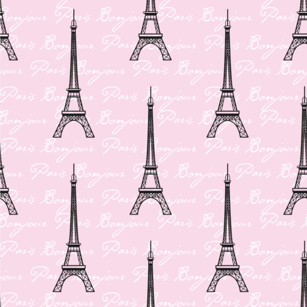 Custom Paris Bonjour and Eiffel Tower Wallpaper & Surface Covering (Peel & Stick 24"x 24" Sample)
