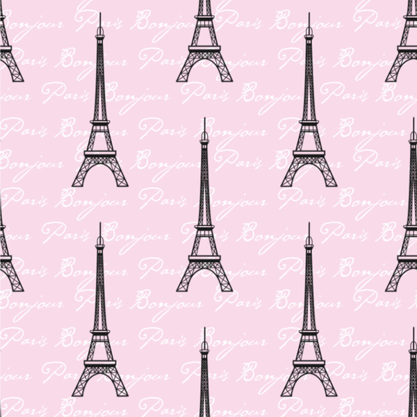 Custom Paris Bonjour and Eiffel Tower Wallpaper & Surface Covering (Water Activated 24"x 24" Sample)