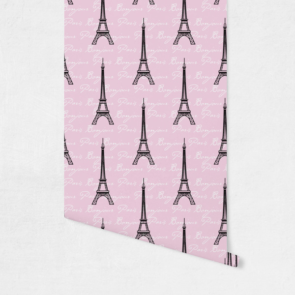 Paris Bonjour and Eiffel Tower Wallpaper on Wall
