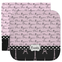 Paris Bonjour and Eiffel Tower Facecloth / Wash Cloth (Personalized)