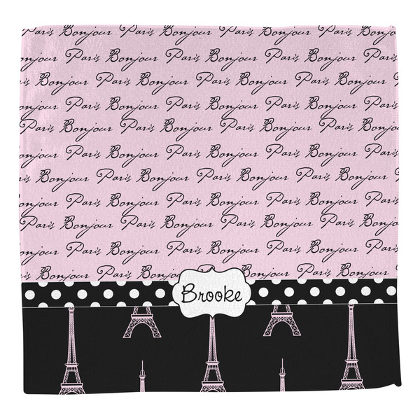 Paris Bonjour and Eiffel Tower Washcloth - Front - No Soap