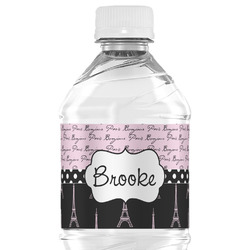 Paris Bonjour and Eiffel Tower Water Bottle Labels - Custom Sized (Personalized)