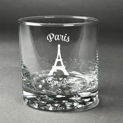 Paris Bonjour and Eiffel Tower Whiskey Glass - Engraved (Personalized)