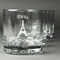 Paris Bonjour and Eiffel Tower Whiskey Glasses (Set of 4) (Personalized)