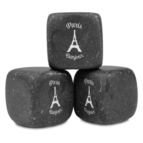 Custom Paris Bonjour and Eiffel Tower Whiskey Stone Set (Personalized)