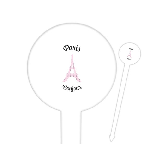 Custom Paris Bonjour and Eiffel Tower Round Plastic Food Picks (Personalized)