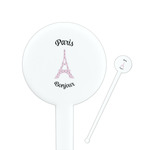 Paris Bonjour and Eiffel Tower Round Plastic Stir Sticks (Personalized)