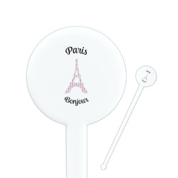 Paris Bonjour and Eiffel Tower Round Plastic Stir Sticks (Personalized)