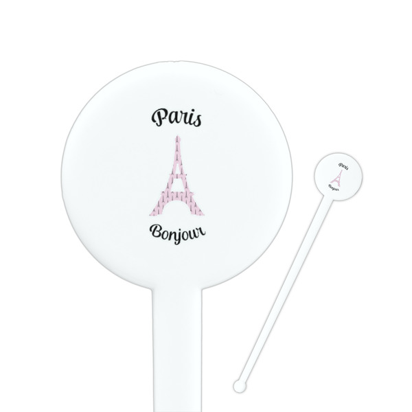Custom Paris Bonjour and Eiffel Tower Round Plastic Stir Sticks (Personalized)