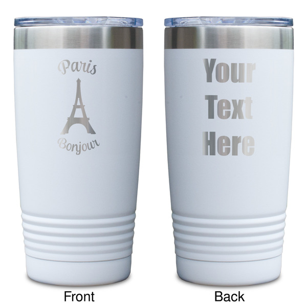 Paris Bonjour and Eiffel Tower White Polar Camel Tumbler - 20oz - Double Sided - Approval