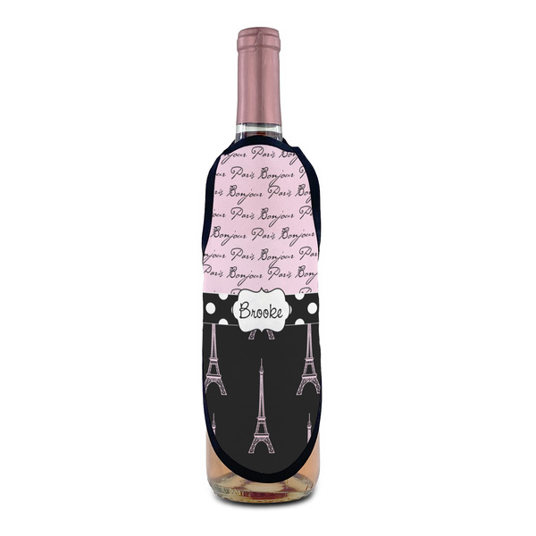 Paris Bonjour and Eiffel Tower Wine Bottle Apron - IN CONTEXT