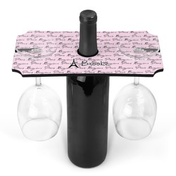 Paris Bonjour and Eiffel Tower Wine Bottle & Glass Holder (Personalized)