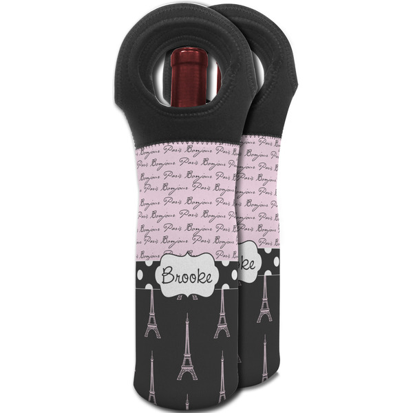 Paris Bonjour and Eiffel Tower Wine Tote Bag - MAIN