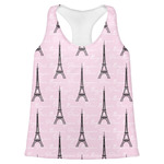 Paris Bonjour and Eiffel Tower Womens Racerback Tank Top - Medium