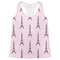 Paris Bonjour and Eiffel Tower Womens Racerback Tank Top - X Small (Personalized)