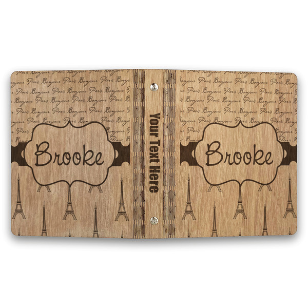 Paris Bonjour and Eiffel Tower Wood 3-Ring Binders - 1" Half-Letter - Approval