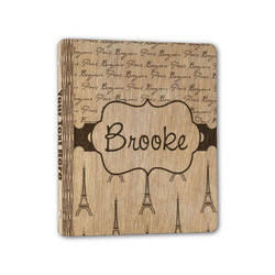Paris Bonjour and Eiffel Tower Wood 3-Ring Binder - 1" Half-Letter Size (Personalized)