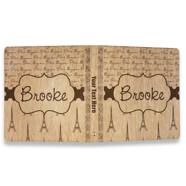 Paris Bonjour and Eiffel Tower Wood 3-Ring Binders - 1" Letter - Approval