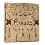 Paris Bonjour and Eiffel Tower Wood 3-Ring Binder - 1" Letter Size (Personalized)