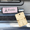 Paris Bonjour and Eiffel Tower Wood Luggage Tags - Rectangle - Lifestyle