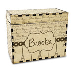 Paris Bonjour and Eiffel Tower Wood Recipe Box - Laser Engraved (Personalized)