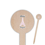 Paris Bonjour and Eiffel Tower Round Wooden Food Picks (Personalized)