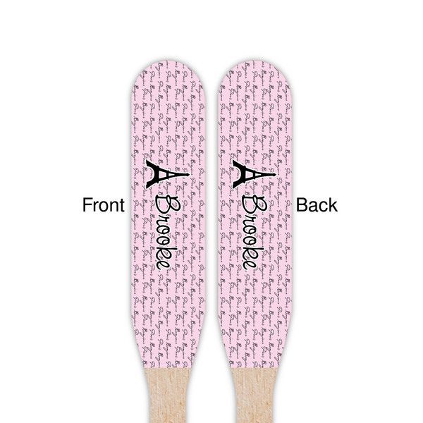 Paris Bonjour and Eiffel Tower Wooden Food Pick - Paddle - Double Sided - Front & Back