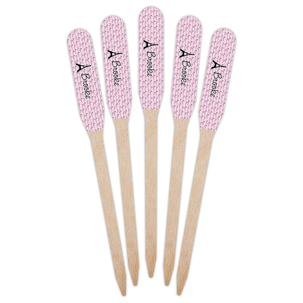 Paris Bonjour and Eiffel Tower Wooden Food Pick - Paddle - Fan View