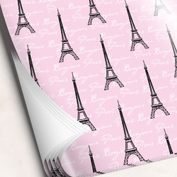 Paris Bonjour and Eiffel Tower Wrapping Paper Sheets - Single-Sided - 20" x 28"