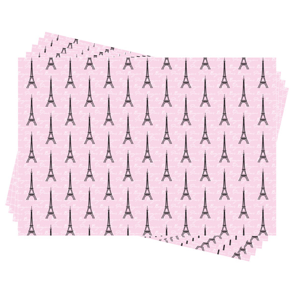 Paris Bonjour and Eiffel Tower Wrapping Paper - Front & Back - Sheets Approval