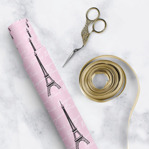 Paris Bonjour and Eiffel Tower Wrapping Paper Rolls - Lifestyle 1