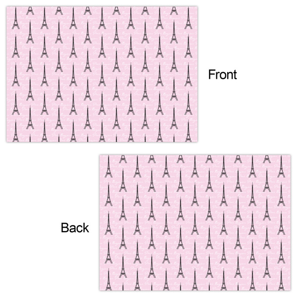 Paris Bonjour and Eiffel Tower Wrapping Paper Sheet - Double Sided - Front & Back