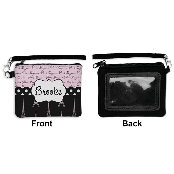 Paris Bonjour and Eiffel Tower Wristlet ID Cases - Front & Back