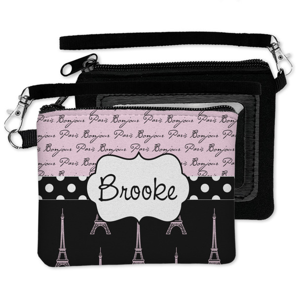 Paris Bonjour and Eiffel Tower Wristlet ID Cases - MAIN