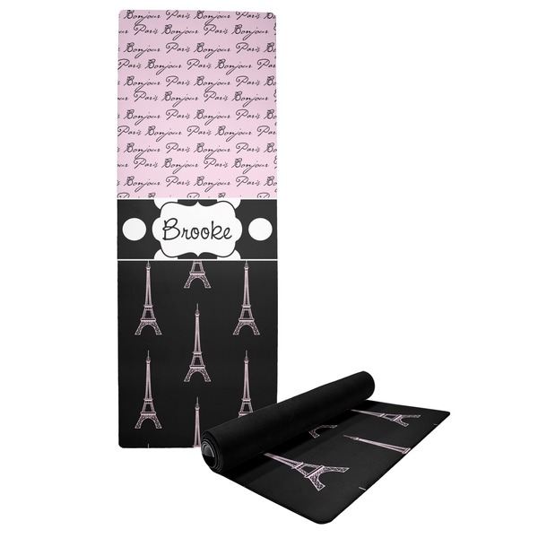 Custom Paris Bonjour and Eiffel Tower Yoga Mat (Personalized)