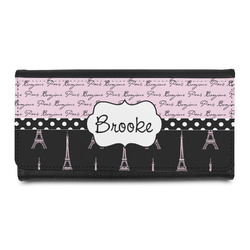Paris Bonjour and Eiffel Tower Leatherette Ladies Wallet (Personalized)