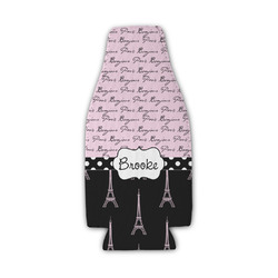 Paris Bonjour and Eiffel Tower Zipper Bottle Cooler (Personalized)
