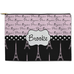 Paris Bonjour and Eiffel Tower Zipper Pouch (Personalized)