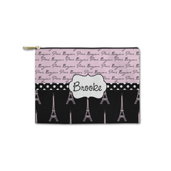 Paris Bonjour and Eiffel Tower Zipper Pouch - Small - 8.5"x6" (Personalized)