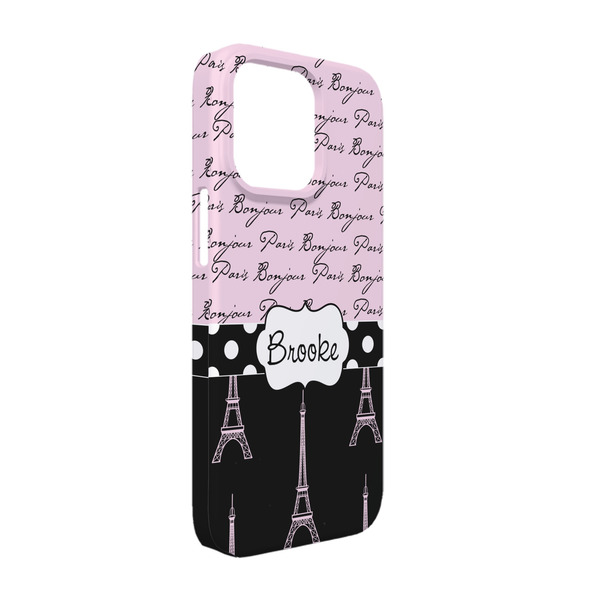 Custom Paris Bonjour and Eiffel Tower iPhone Case - Plastic - iPhone 13 (Personalized)