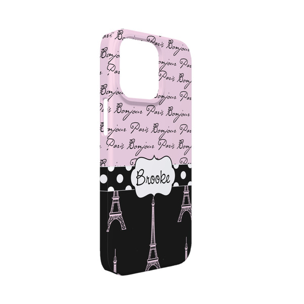 Custom Paris Bonjour and Eiffel Tower iPhone Case - Plastic - iPhone 13 Mini (Personalized)