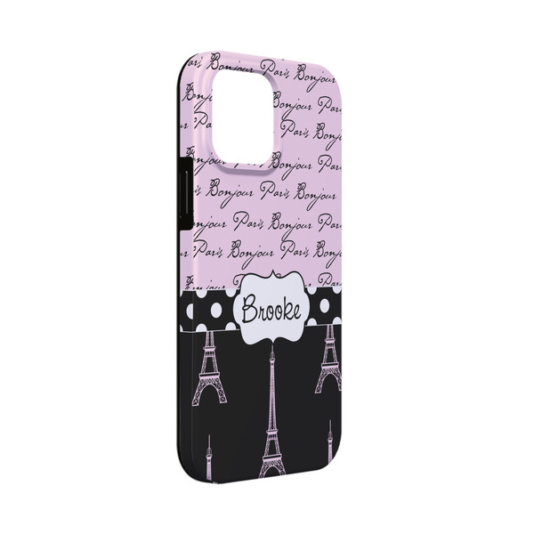 Custom Paris Bonjour and Eiffel Tower iPhone Case - Rubber Lined - iPhone 13 Mini (Personalized)